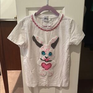 Lola and The Boys White T-Shirt with Bunny Design
